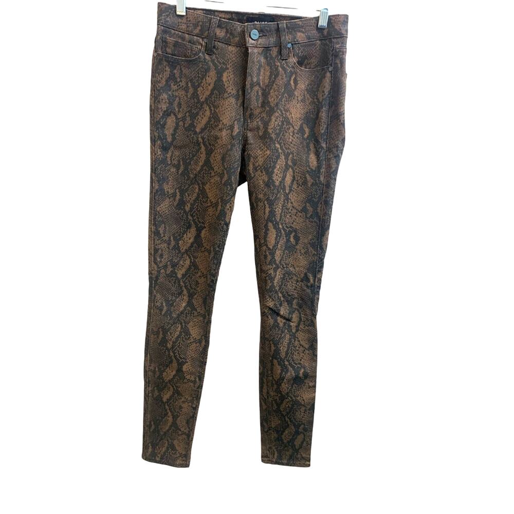 PAIGE Brown Snake-Print Skinny Jeans